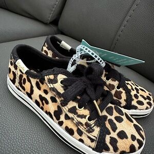 Kate Spade Leopard Print Sneakers with Black Trim